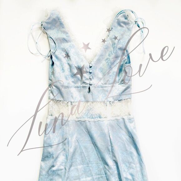 FOR LOVE & LEMONS Hattie Jacquard Maxi Dress In Blue (size S) NWT - Picture 10 of 13